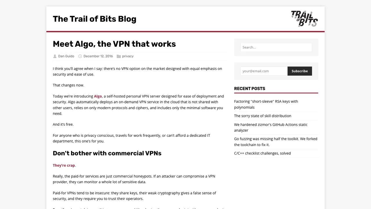 Algo VPN screenshot