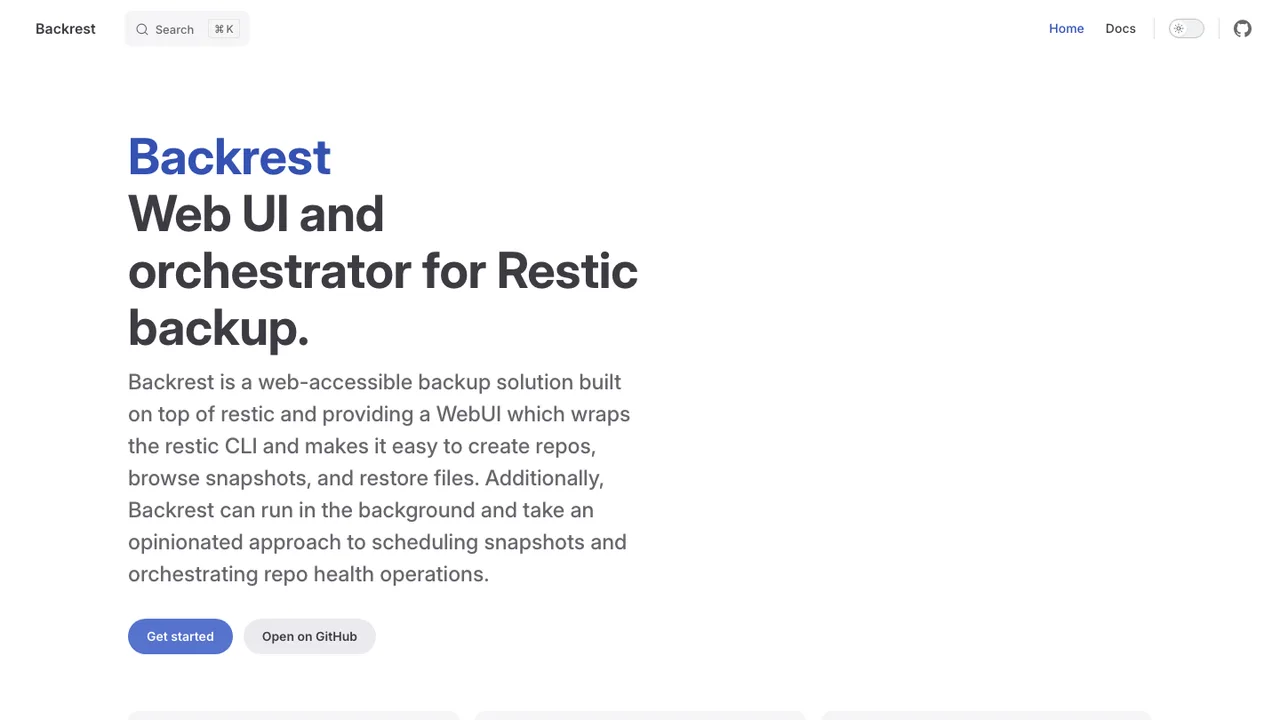 Backrest screenshot