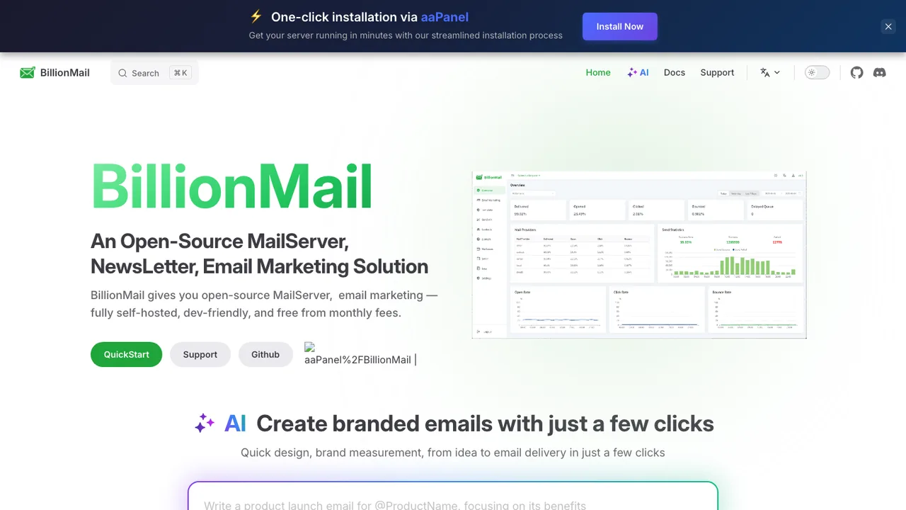 BillionMail screenshot