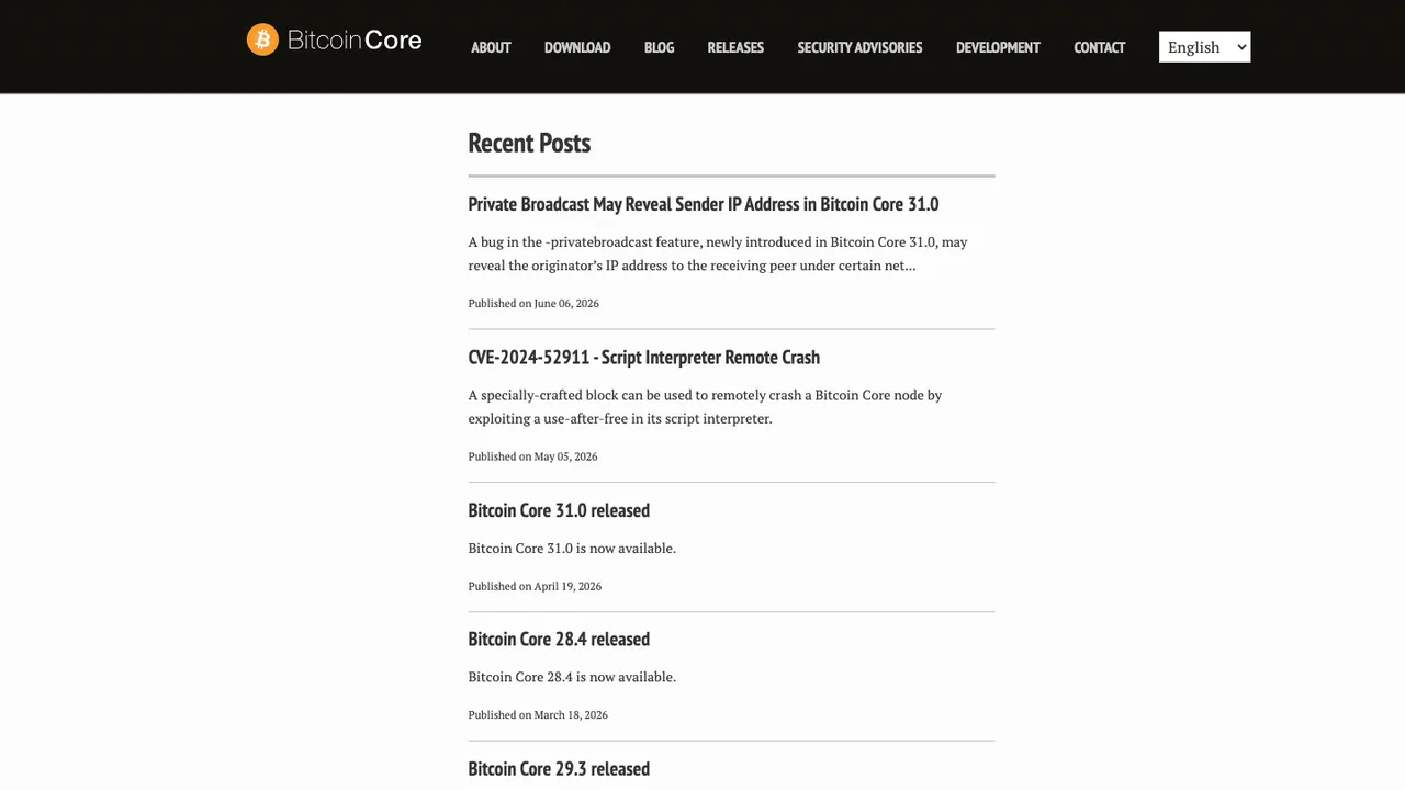 Bitcoin Core screenshot