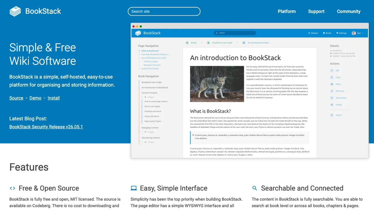 BookStack screenshot