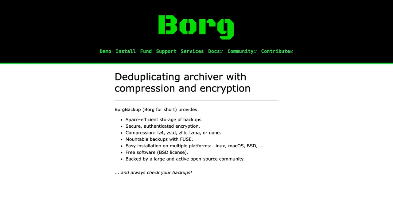 BorgBackup screenshot