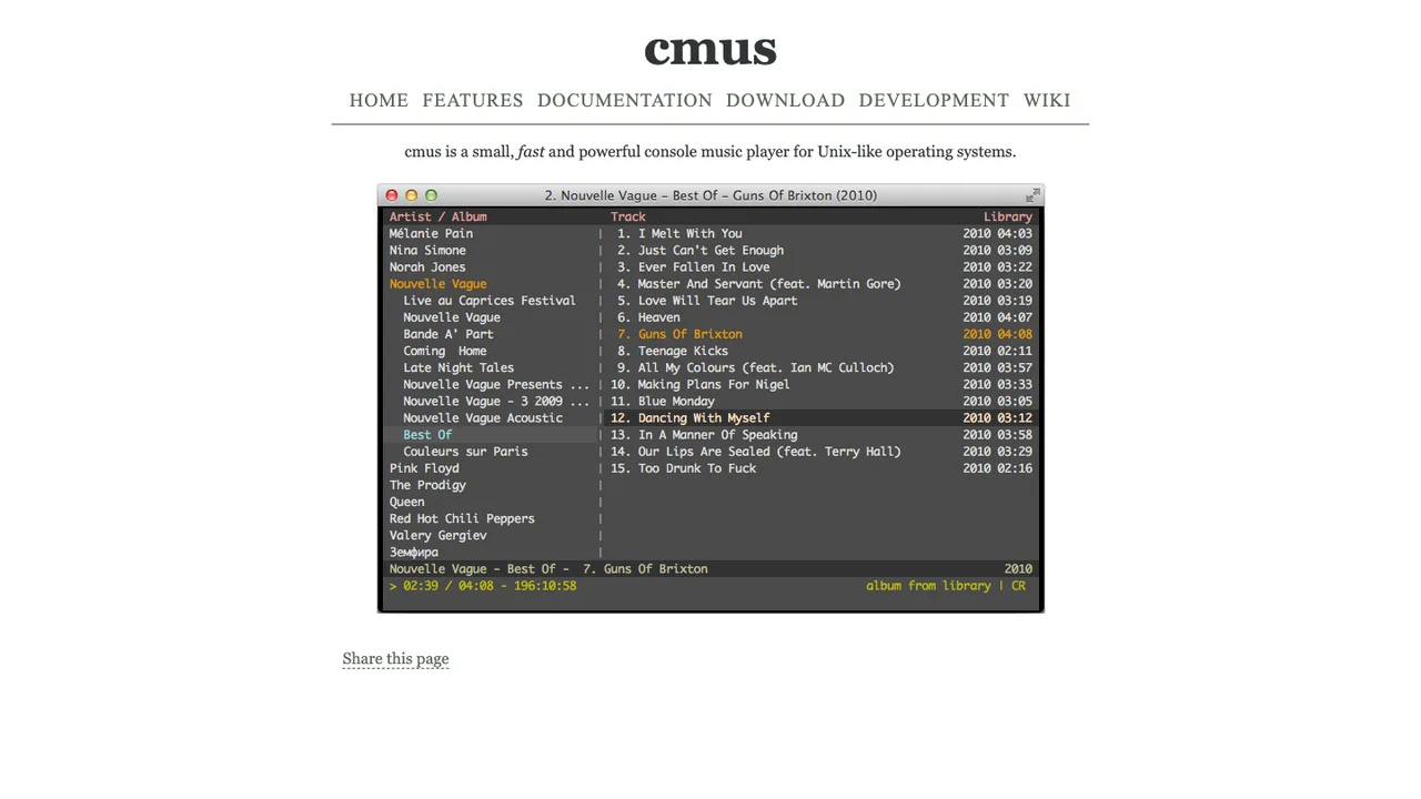 cmus screenshot