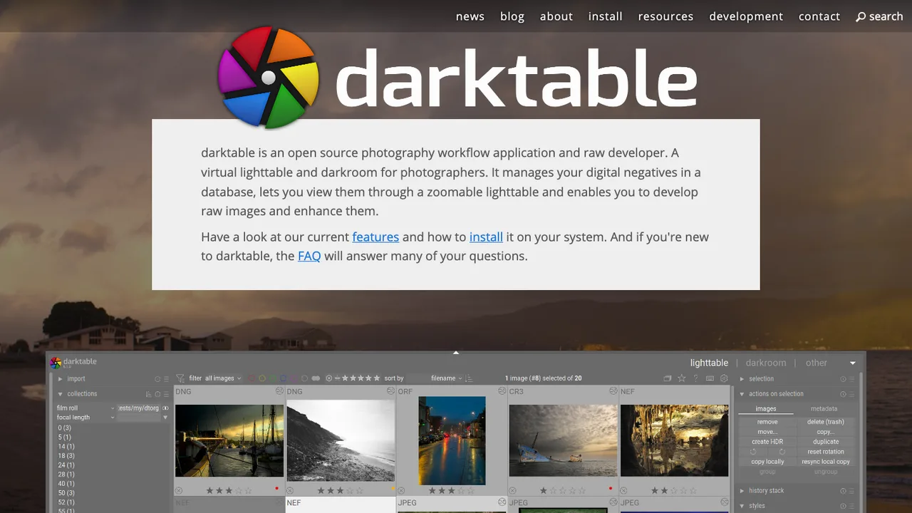 darktable screenshot