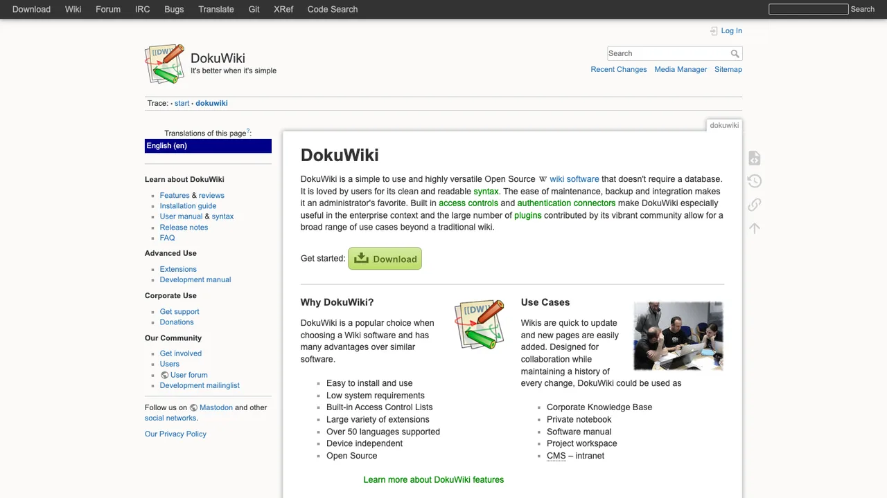 DokuWiki screenshot
