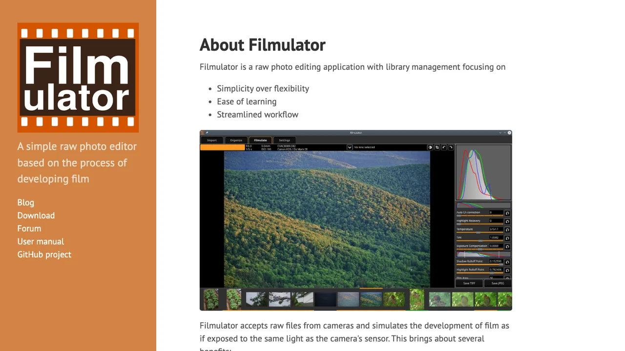 Filmulator screenshot