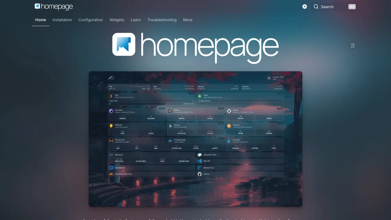 Homepage screenshot