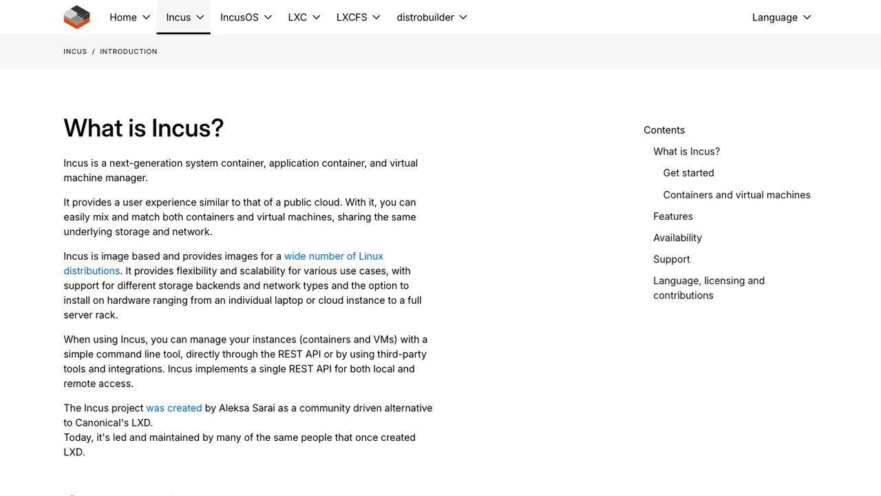 Incus screenshot
