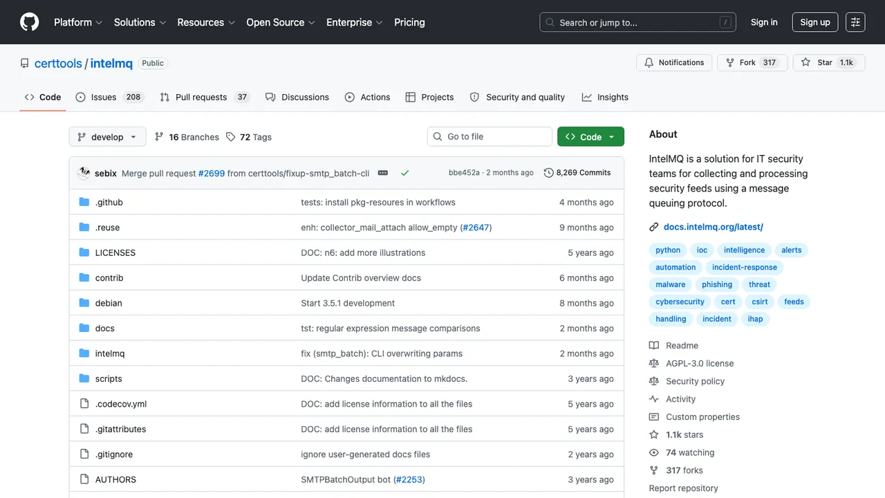 IntelMQ screenshot