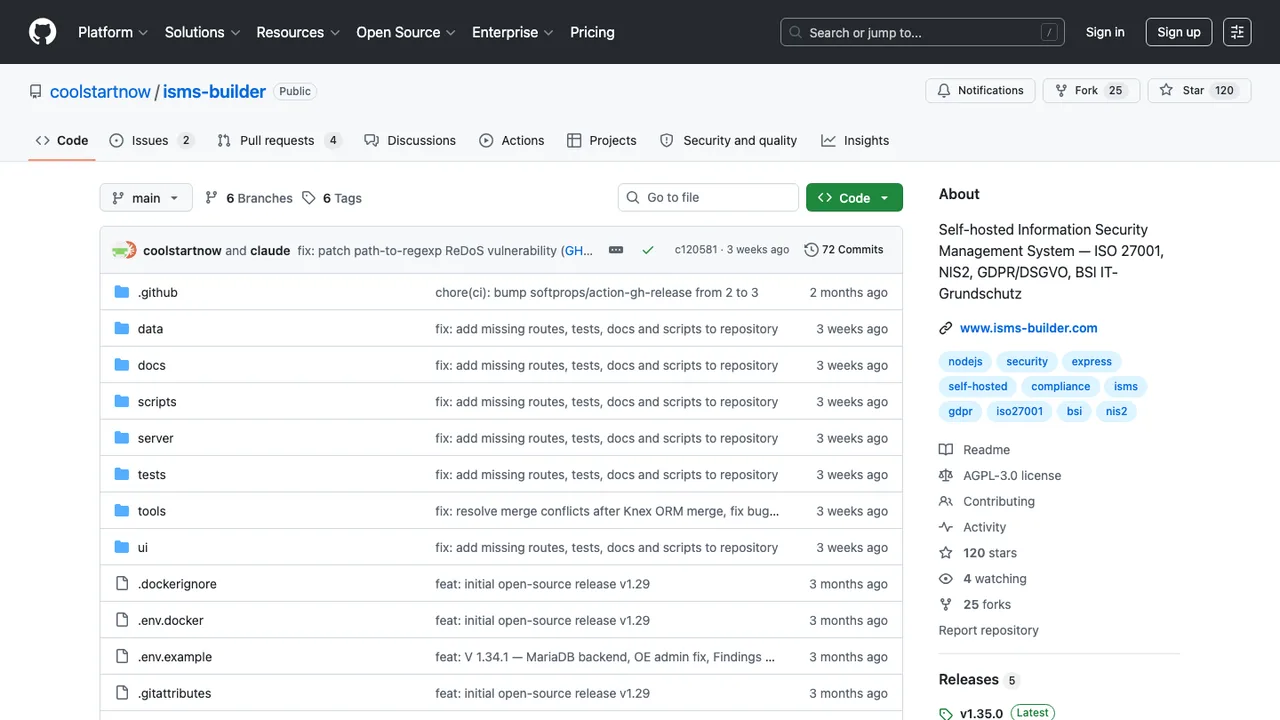 ISMS Builder screenshot