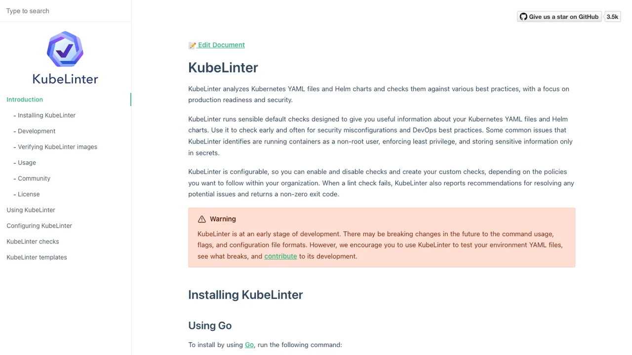 KubeLinter screenshot