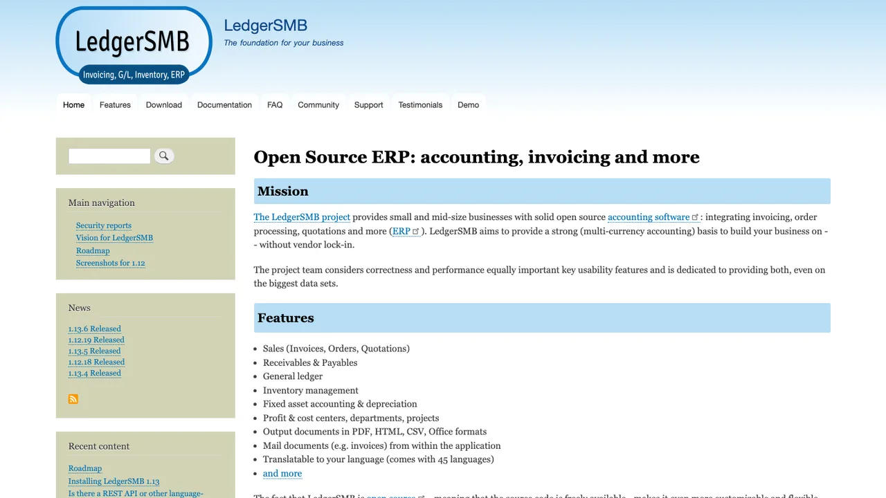 LedgerSMB screenshot