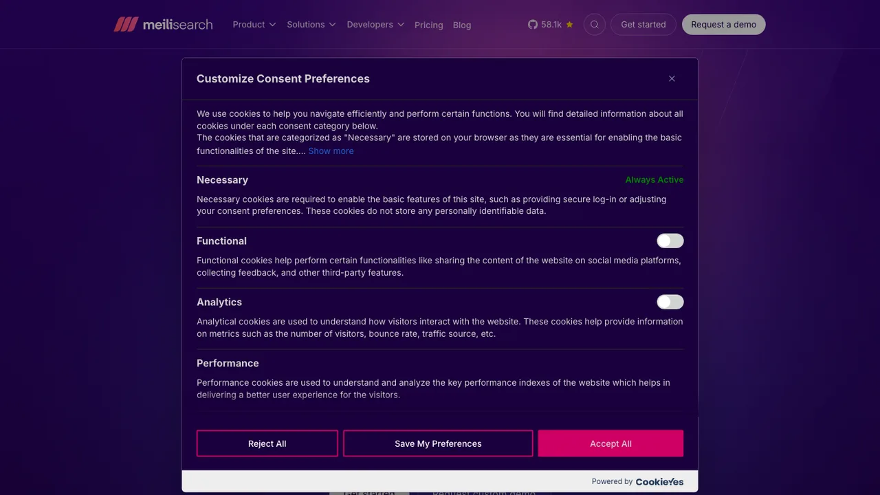 Meilisearch screenshot