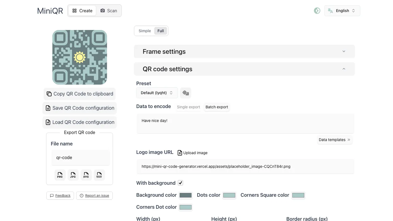 Mini QR screenshot