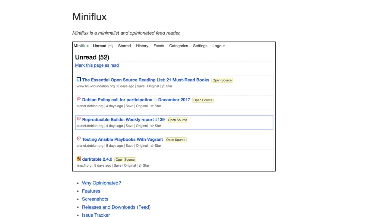 Miniflux screenshot