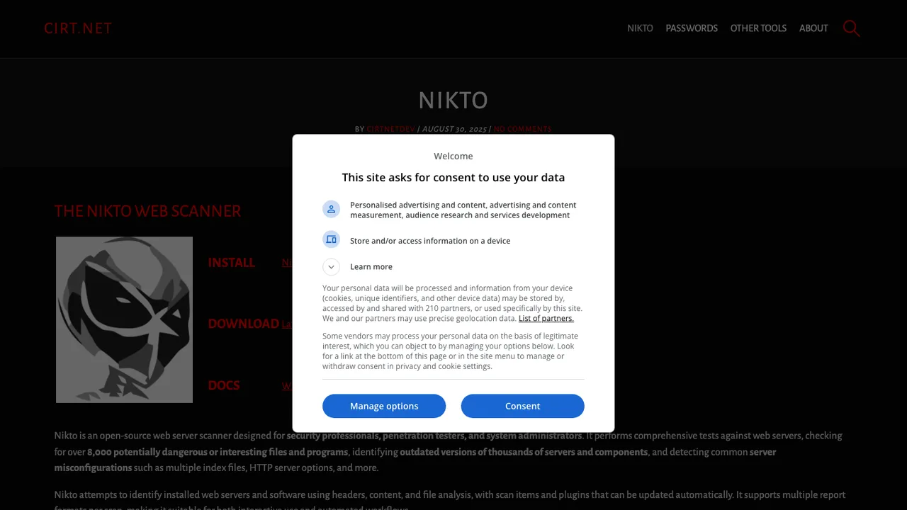 Nikto screenshot