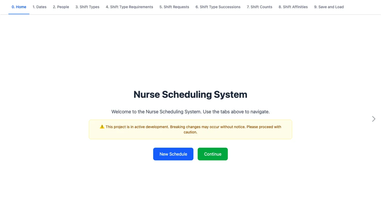 Nurse Scheduling System screenshot