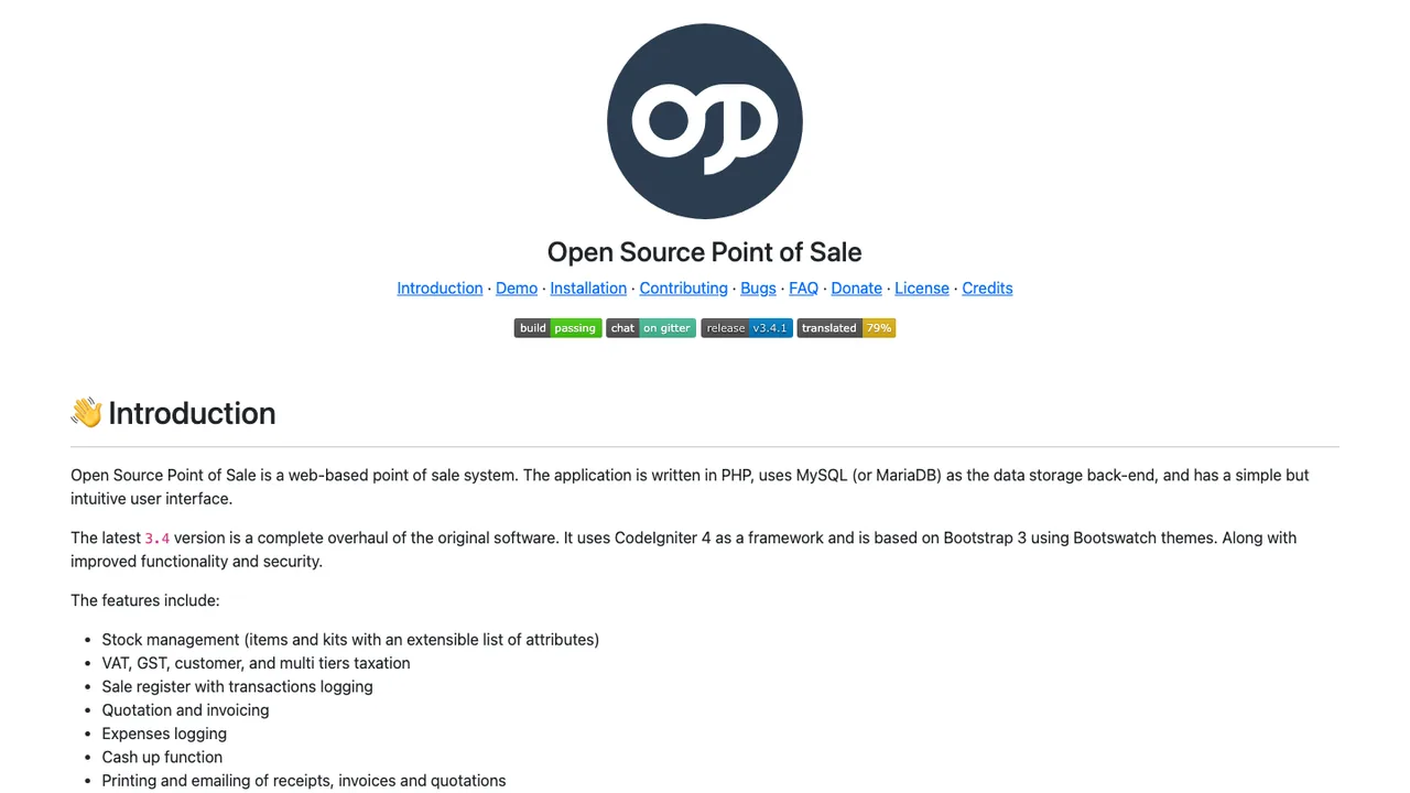 Open Source Point of Sale screenshot