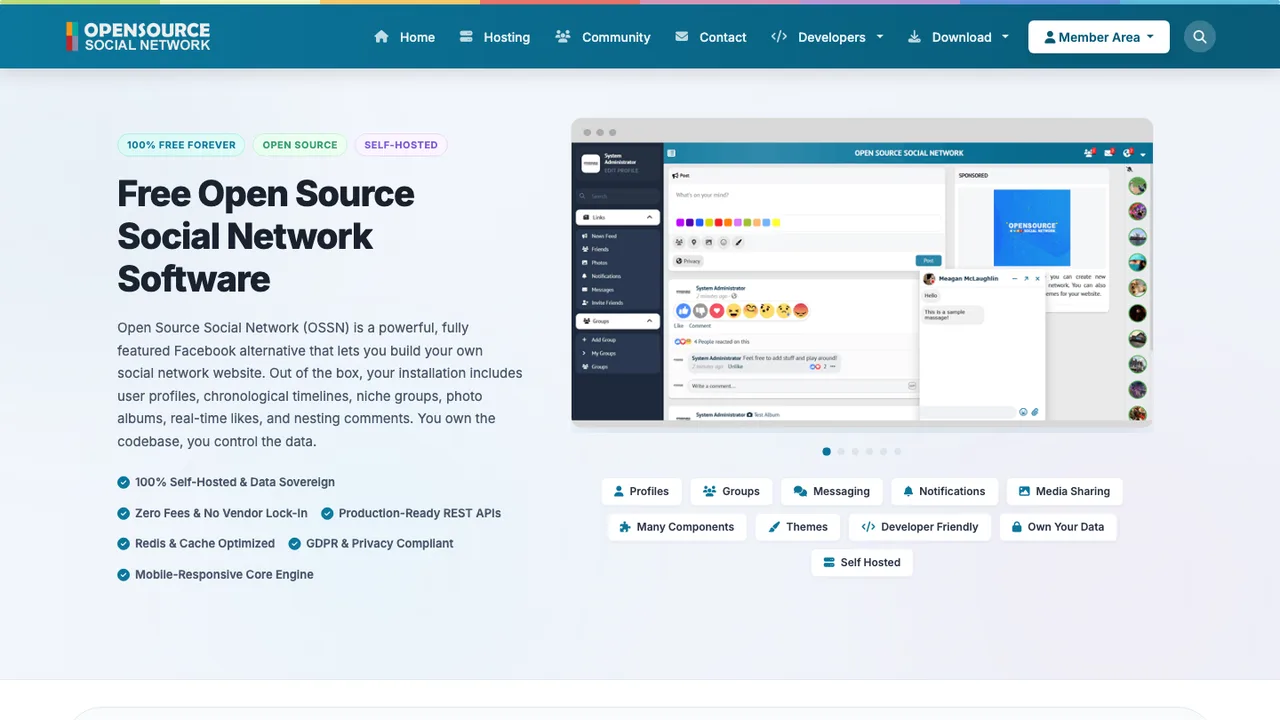 Open Source Social Network screenshot