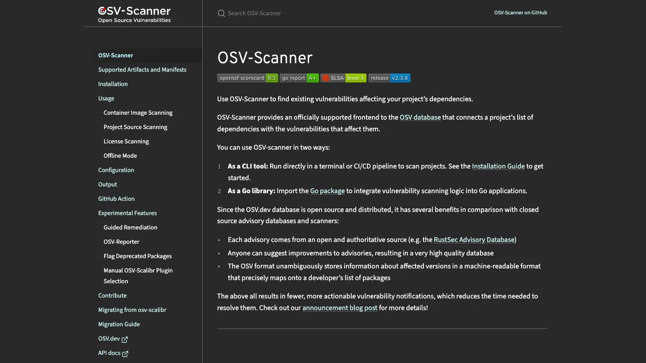 OSV-Scanner screenshot