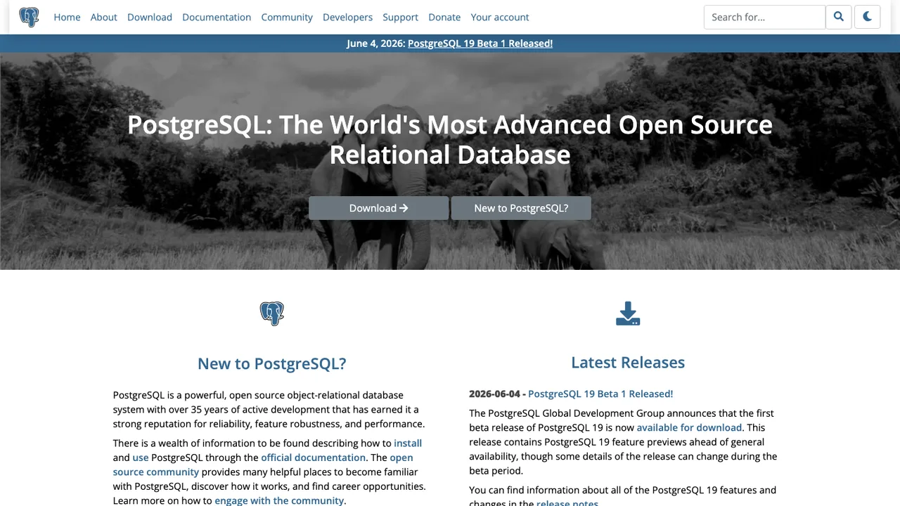 PostgreSQL screenshot