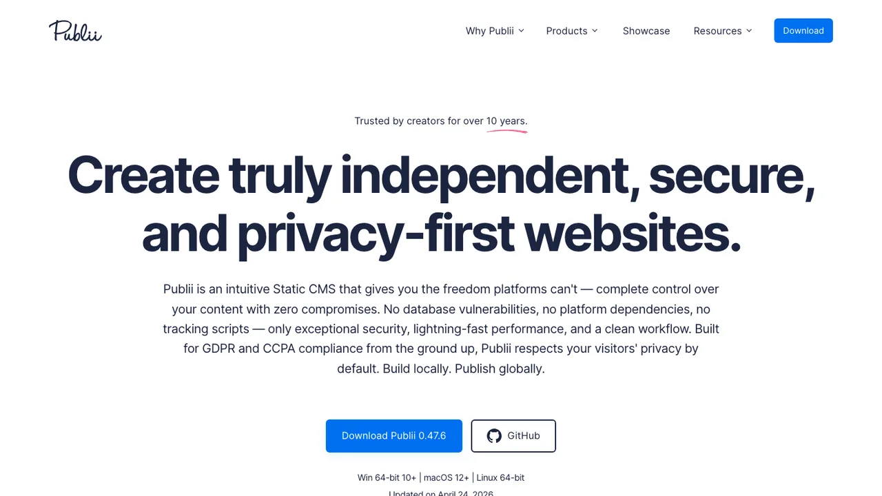 Publii screenshot