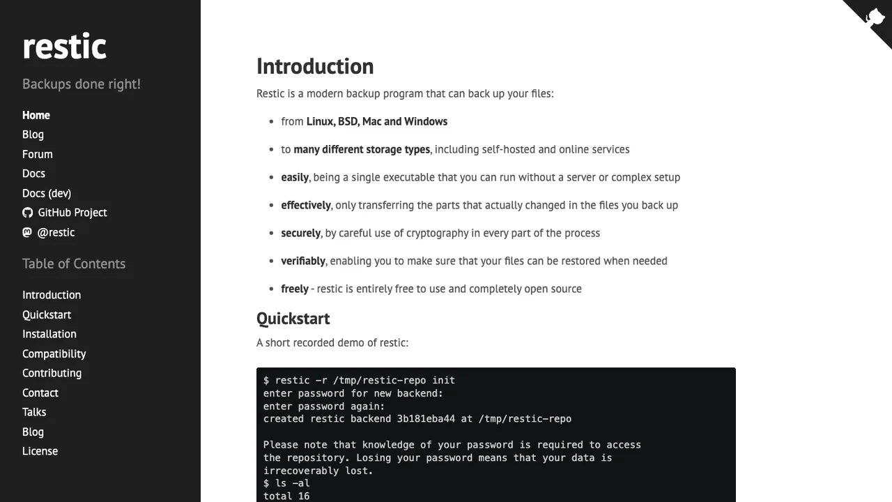 restic screenshot
