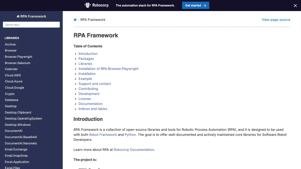 RPA Framework screenshot