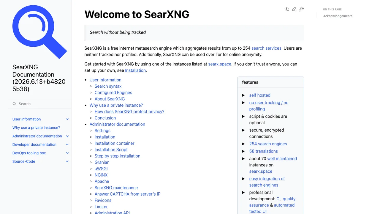 SearXNG screenshot