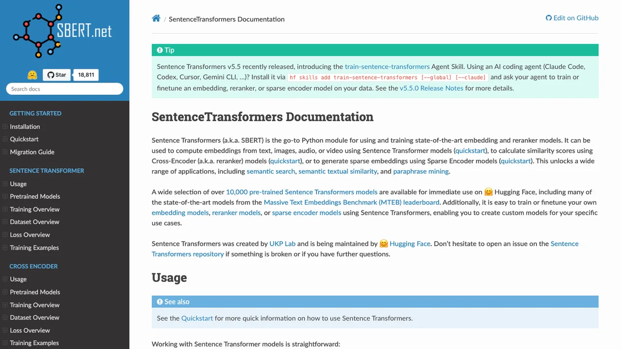 Sentence Transformers screenshot