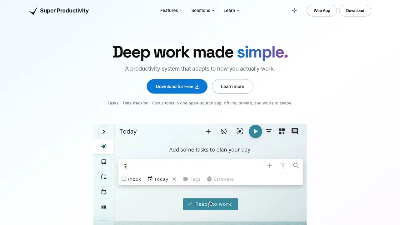 Super Productivity screenshot