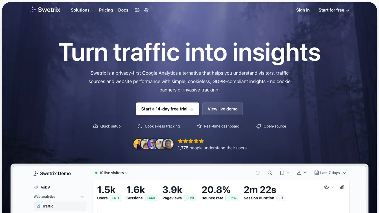 Swetrix screenshot