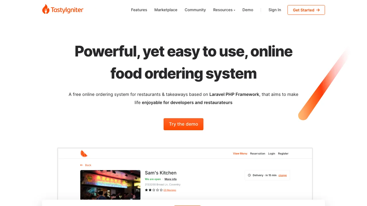 TastyIgniter screenshot