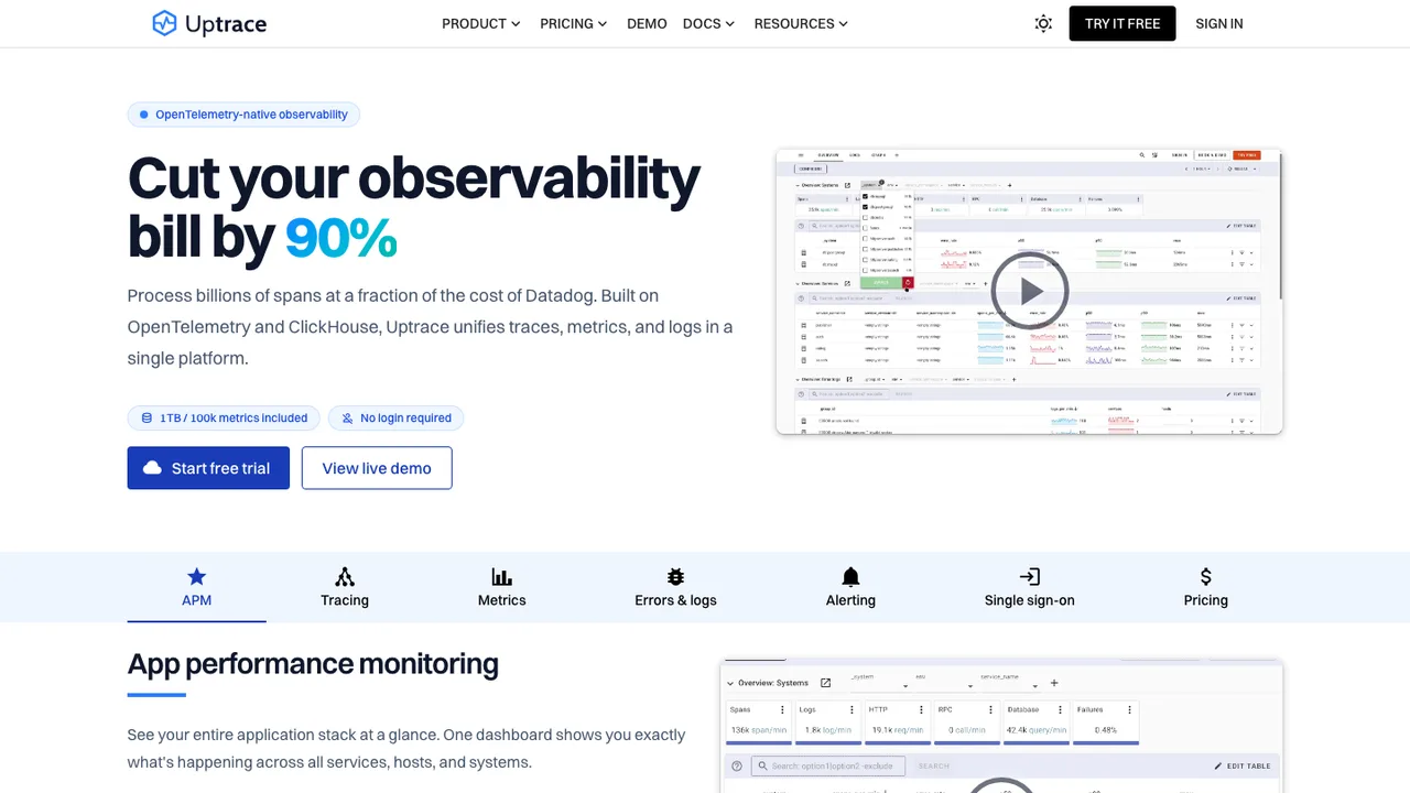 Uptrace screenshot