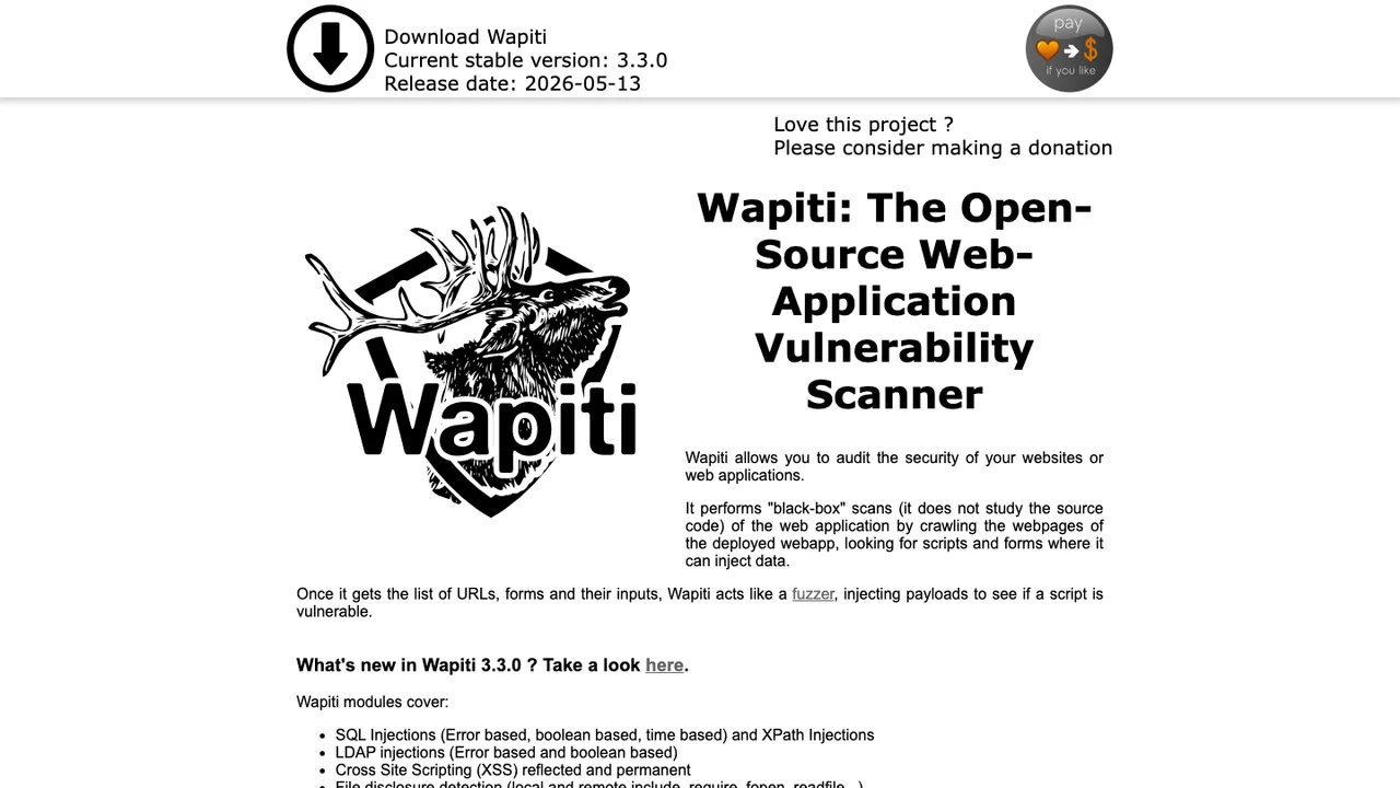 Wapiti screenshot