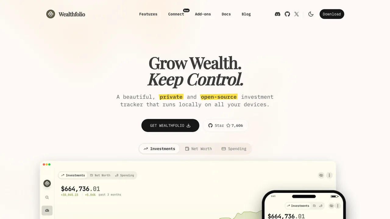 Wealthfolio screenshot