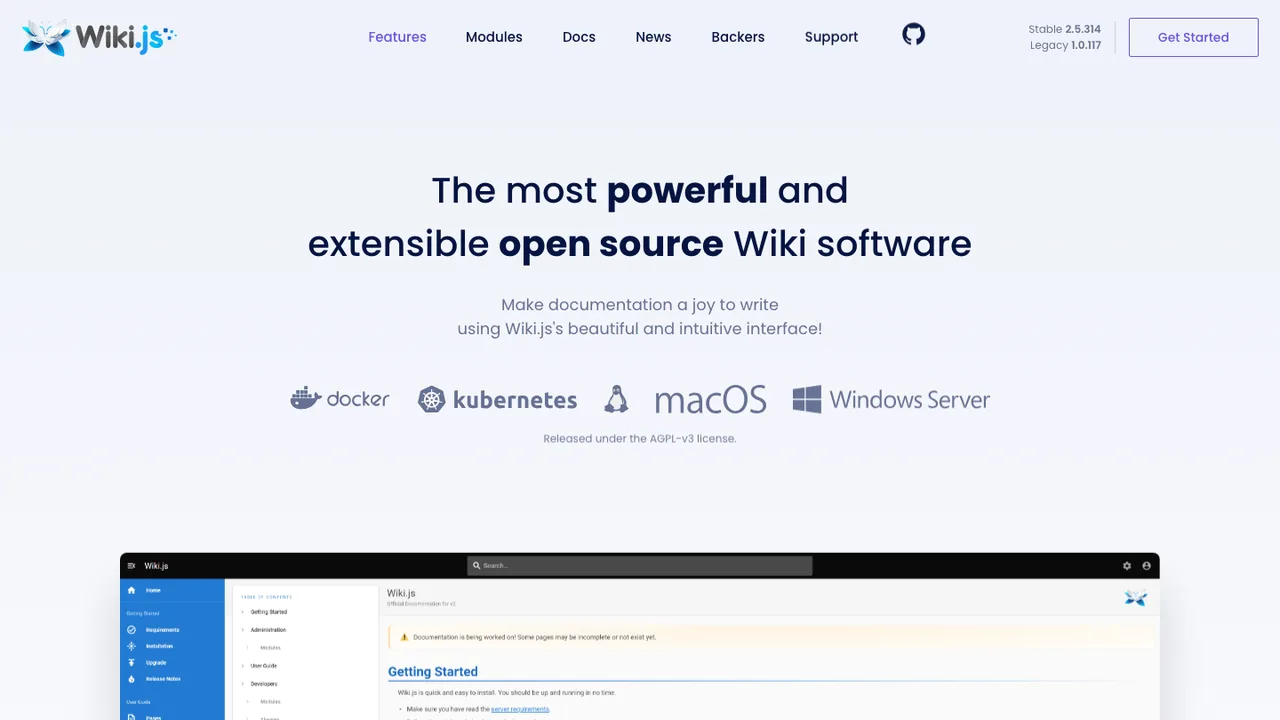 Wiki.js screenshot